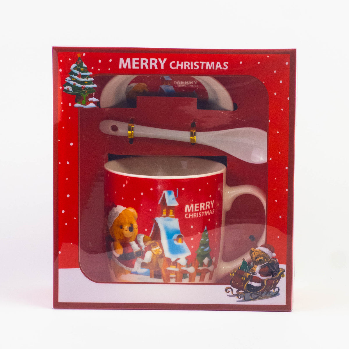 Christmas Mug with Lid & Spoon Set, design #3, in its gift box