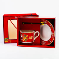 Christmas cup gift set design #4 in red gift box with handle