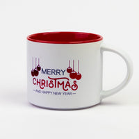 Christmas quote mug #1 "Merry Christmas and Happy New Year" with ornaments
