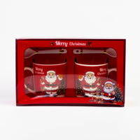 2pcs Santa mug set with spoons design #3 in Merry Christmas gift box