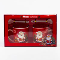 2pcs Santa mug set with spoons design #1 in Merry Christmas gift box