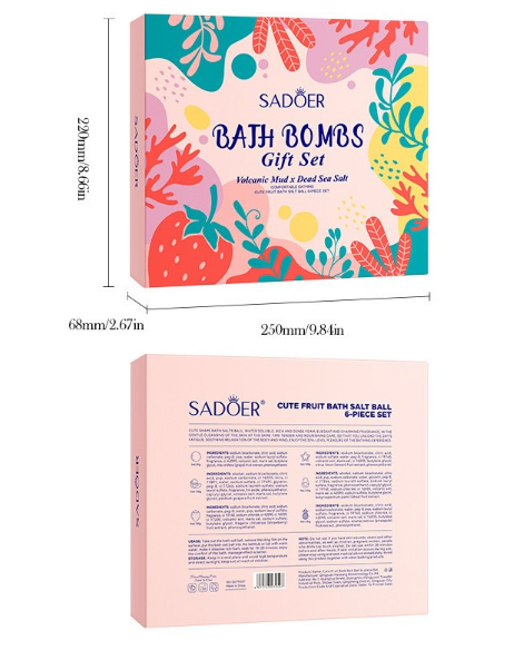 Bath bombs gift set box size: 25 x 22 x 6.8 cm
