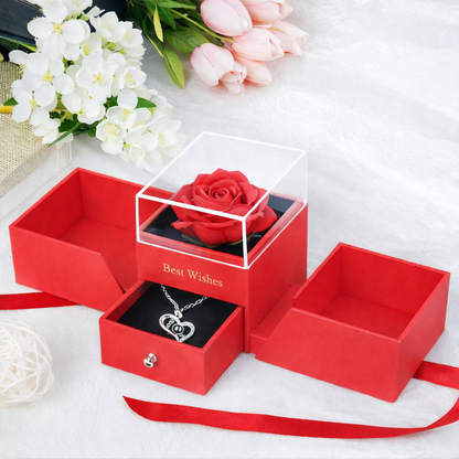 Eternal Rose Gift Box + “I Love You” in 100 Languages Necklace