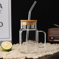 Square glass mason jar with handle