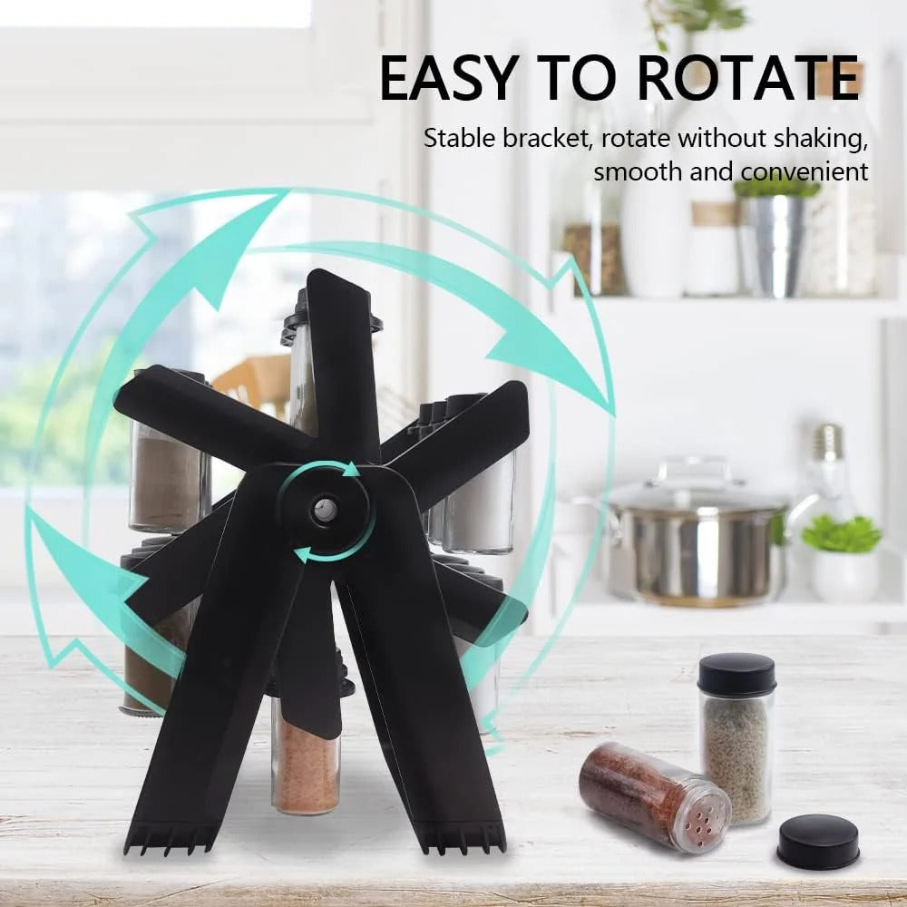 Rotating Spice Rack with 18 Bottles