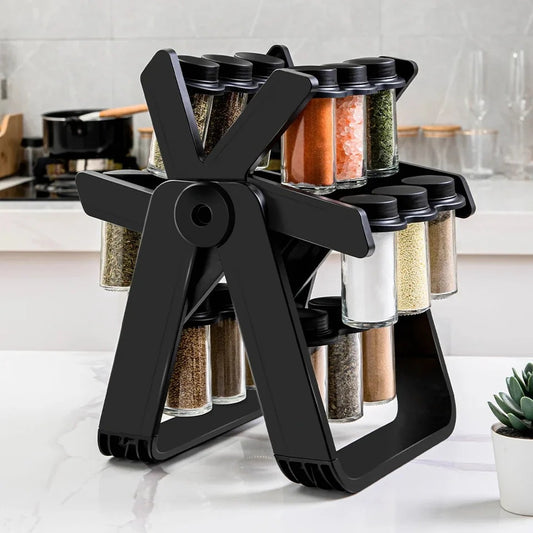 Rotating Spice Rack with 18 Bottles