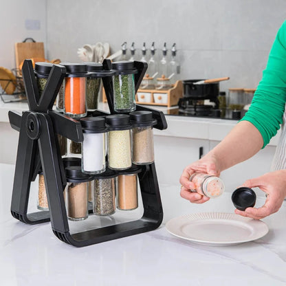 Rotating Spice Rack with 18 Bottles