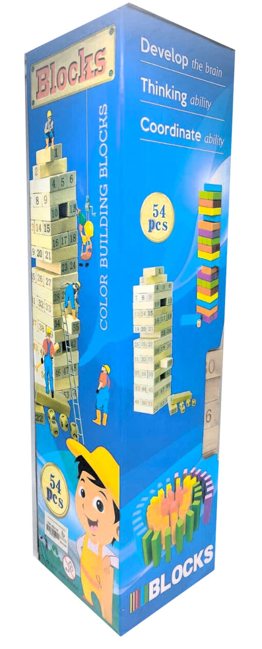 54-piece wooden building blocks tower game box