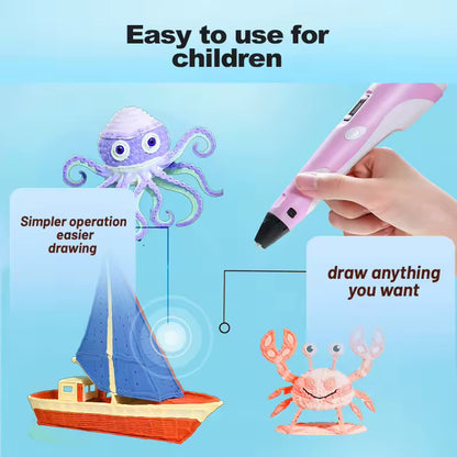 3D Print Drawing Pen + [FREE] 12 Colors Filaments Pack