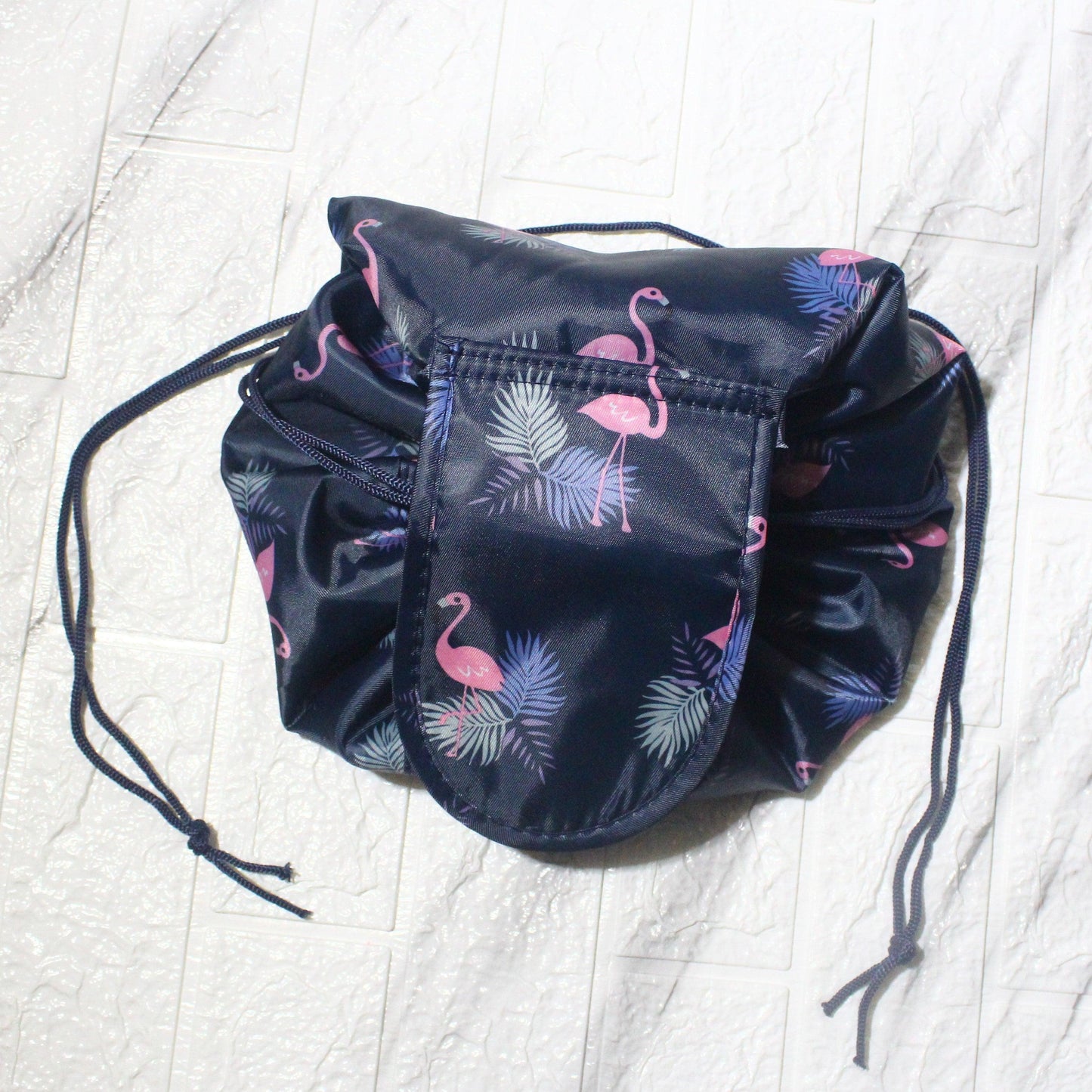 Lay-Flat Drawstring Makeup Bag