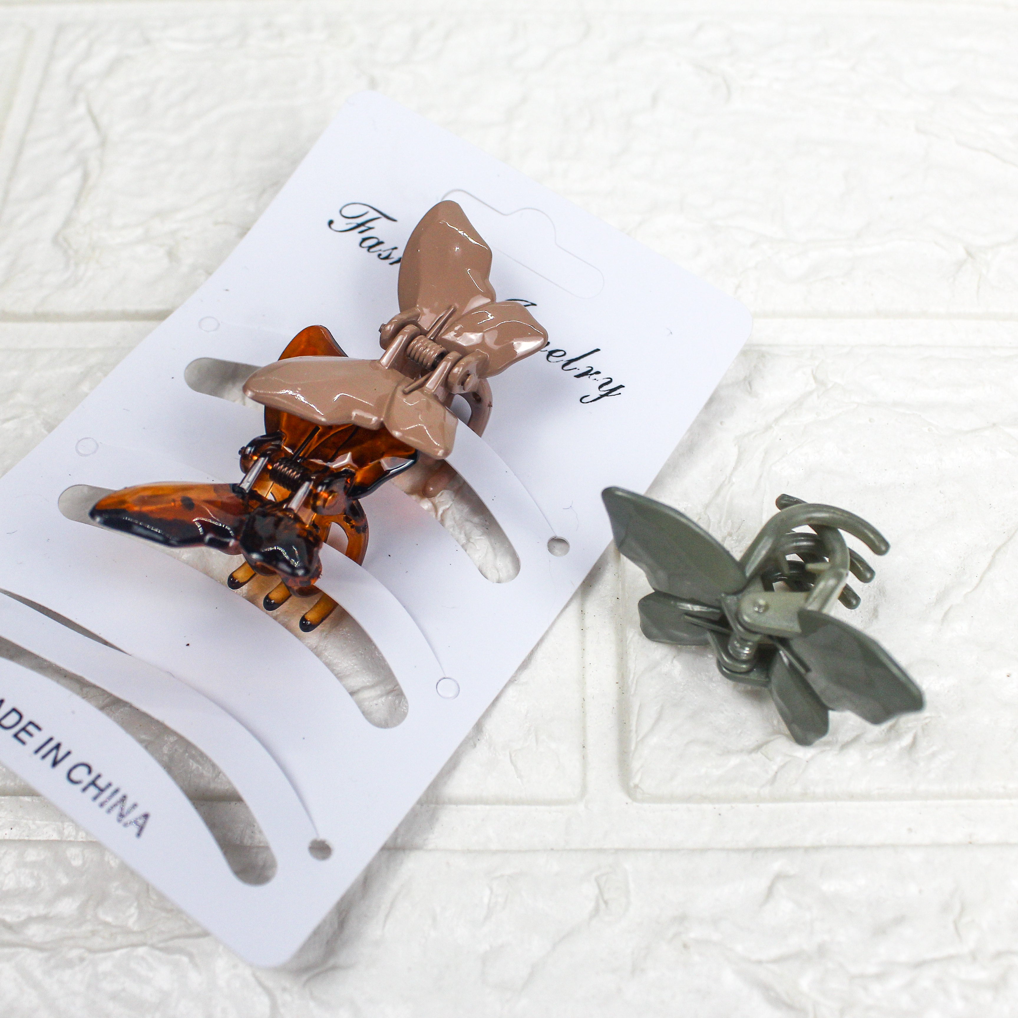 Solid Colored Butterfly Hair Clips 3-Pack