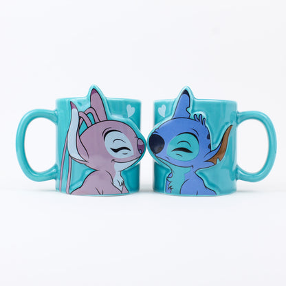 Stitch and Angel Glass Mug Set x2