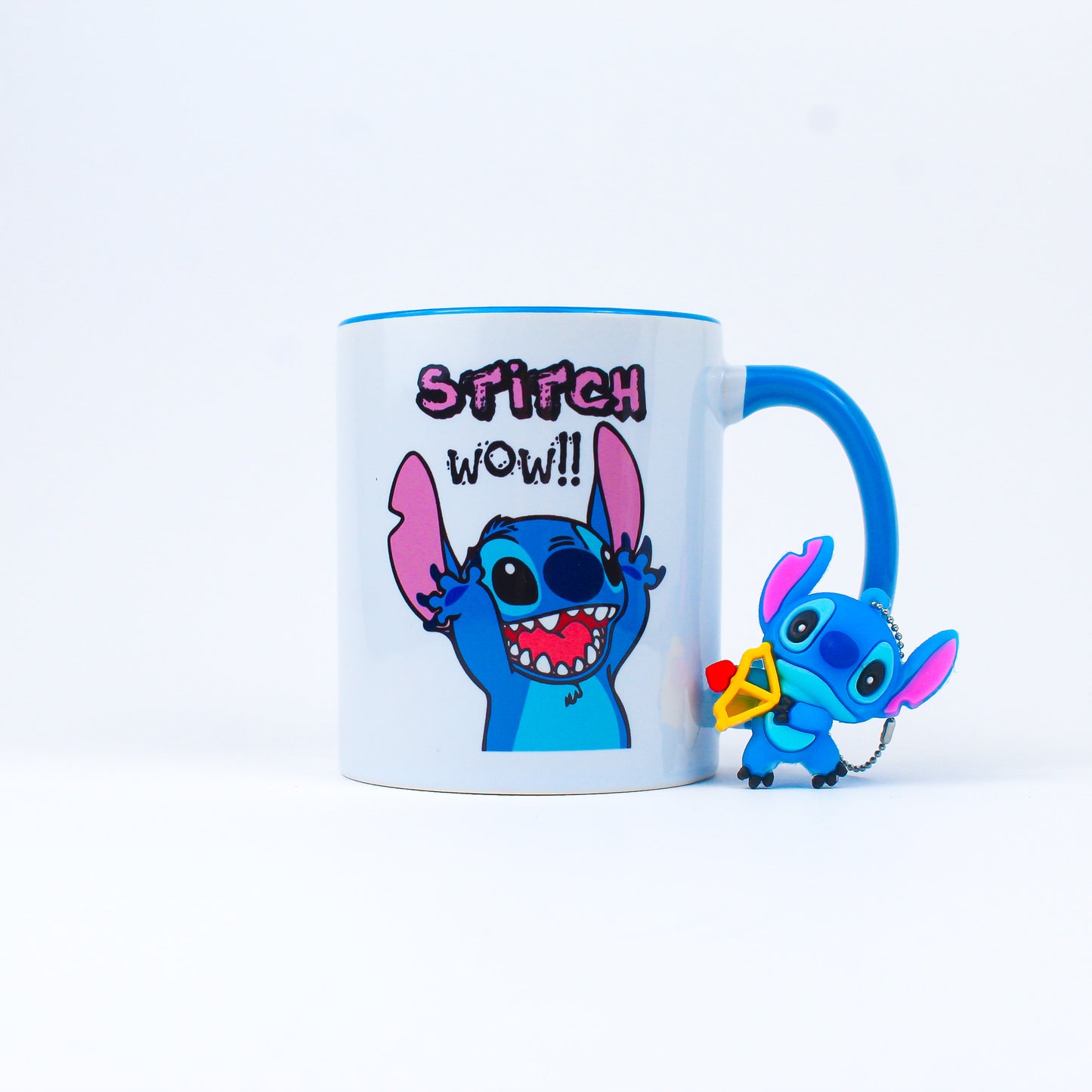 Stitch Glass Mug with Keychain