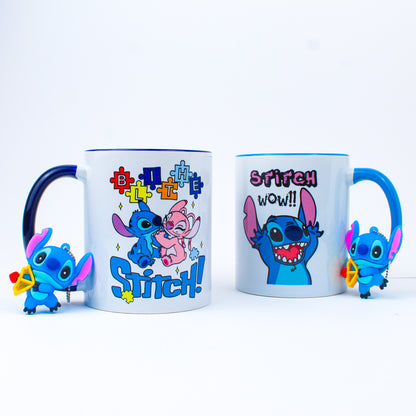 Stitch Glass Mug with Keychain