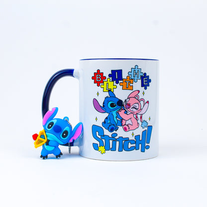 Stitch Glass Mug with Keychain