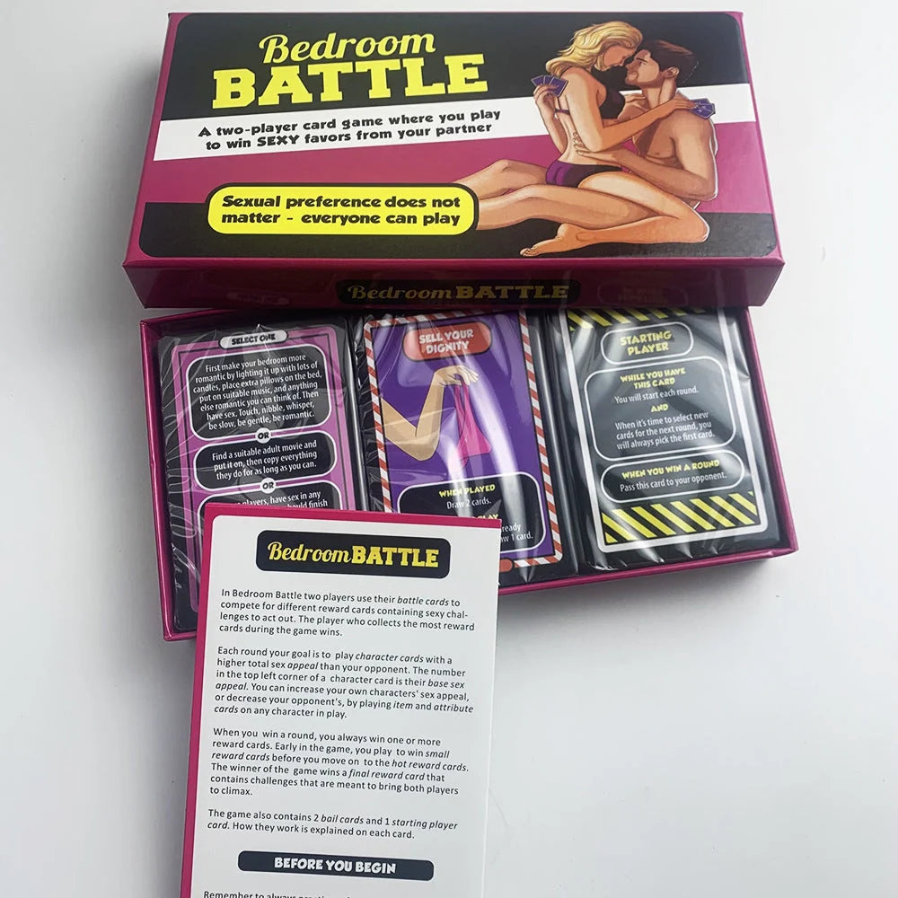 Bedroom Battle Couples Game, back of the box