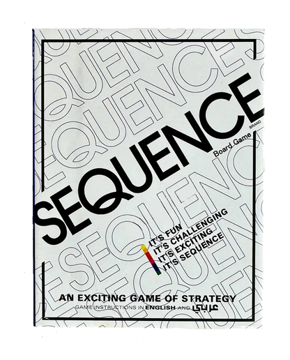 SEQUENCE board game box, English and Arabic instructions