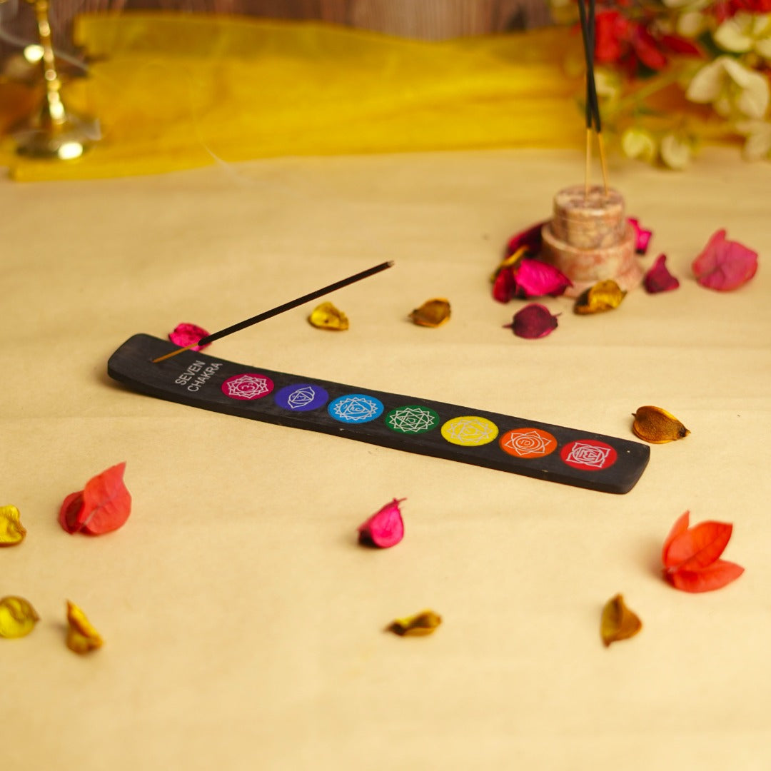 Seven Chakra Wooden Incense Stick Holder