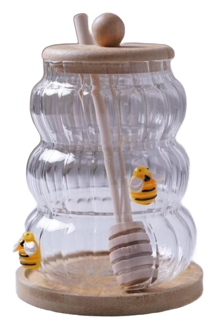 Elegant Glass Honey Jar with Dipper