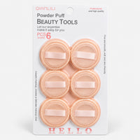 Beige powder puff set of 6 on a blister card
