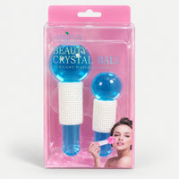 Blue facial massage crystal balls in their gift box
