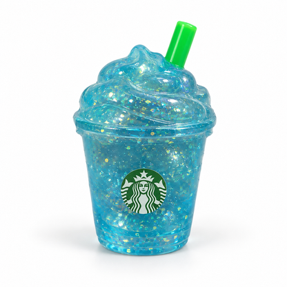 Blue glitter iced coffee cup taba squishy