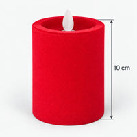 Red LED pillar candle measuring 10 cm tall