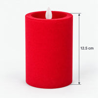 Red LED pillar candle measuring 12.5 cm tall