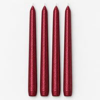 Set of 4 burgundy metallic taper candles