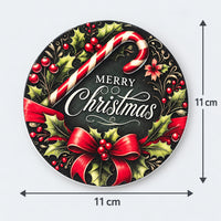 Candy cane coaster measuring 11 x 11 cm