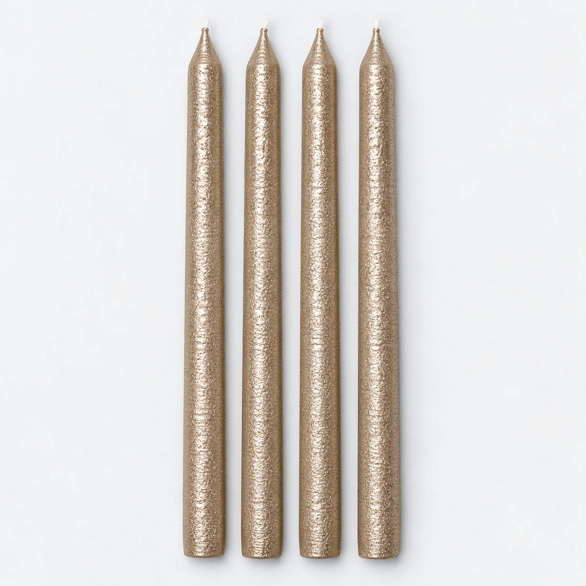Set of 4 champagne metallic taper candles