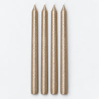 Set of 4 champagne metallic taper candles