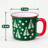 Christmas camp mug measuring 6 cm high and 7 cm wide at the top