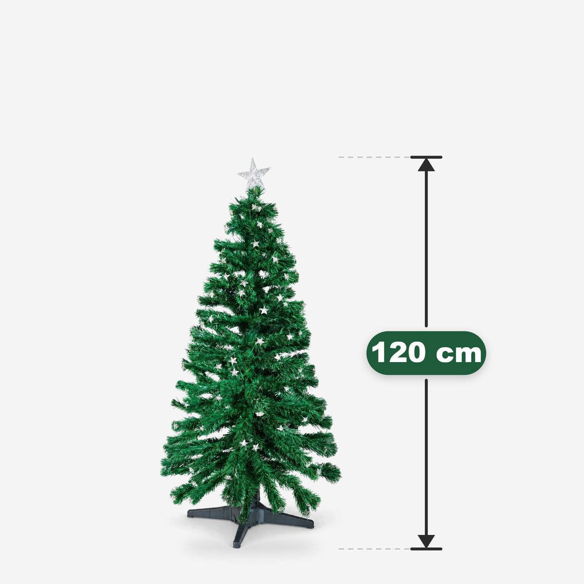 120cm Christmas tree with star lights, height measured