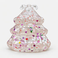 Clear glitter Christmas tree squishy with a bow on top