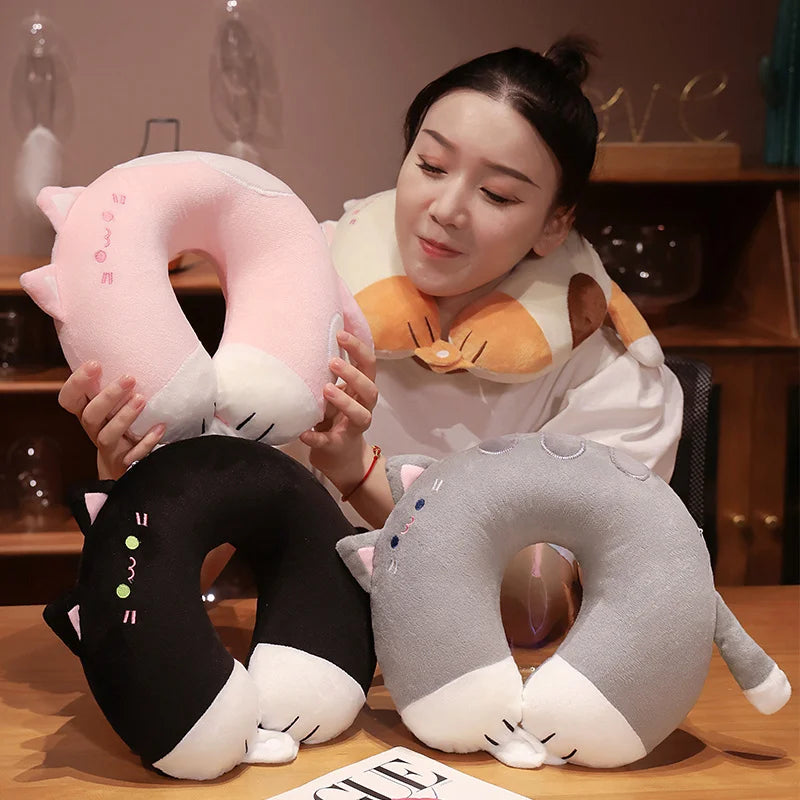 Cute Cat U‑Shaped Neck Pillow