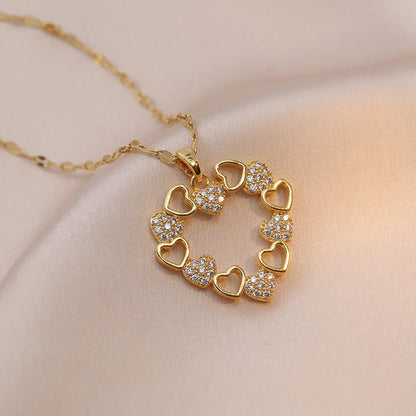 Linked Hearts Circle Necklace