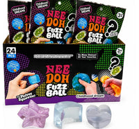 Fuzz ball mystery bags with squishies in different shapes