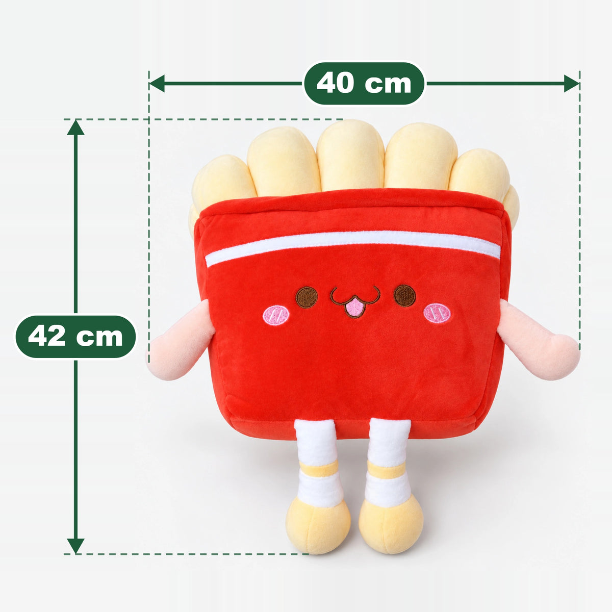 French fries plushie measuring 42 cm high and 40 cm wide from hand to hand
