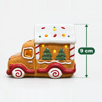 Gingerbread truck Christmas decoration measuring 9 cm high