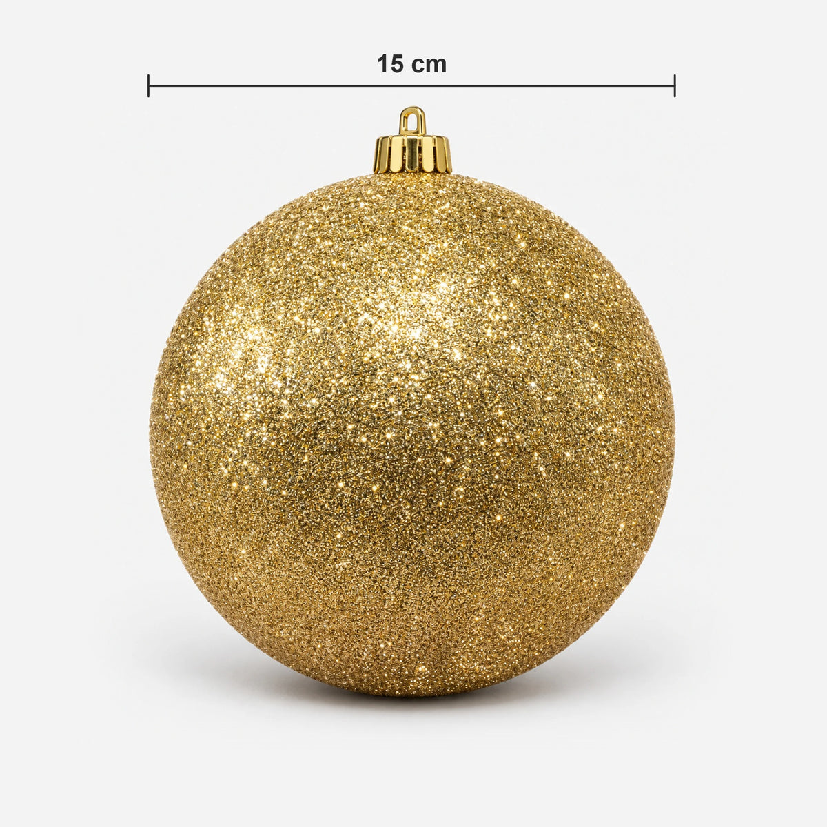 Gold glitter Christmas ball size: 15 cm wide