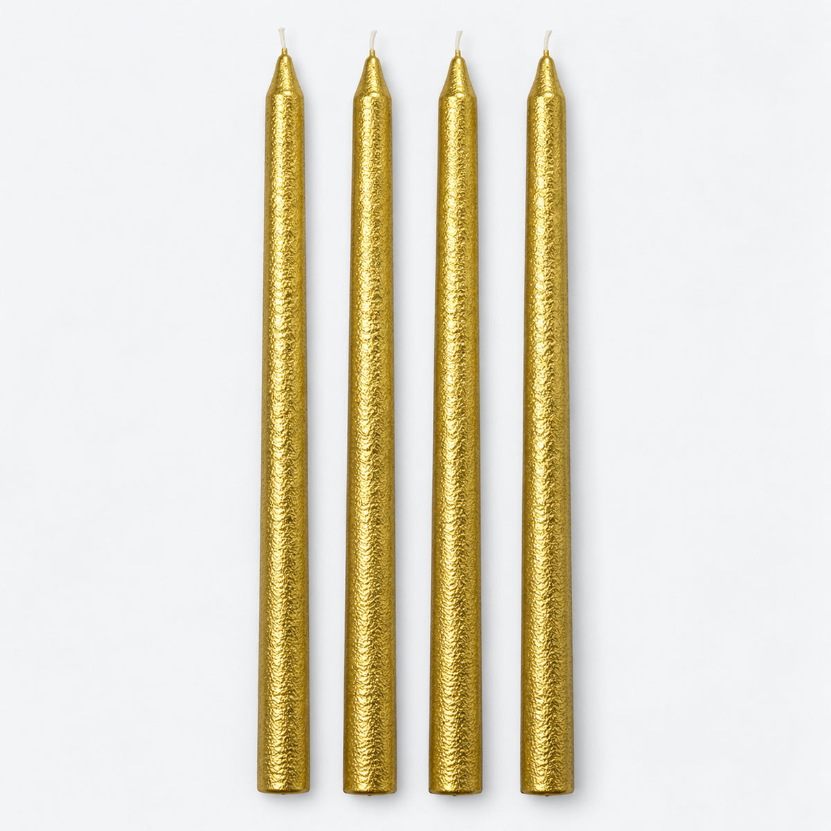 Set of 4 gold metallic taper candles