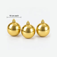 Gold Christmas balls size: 10 cm wide each, pack of 3