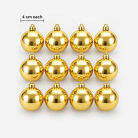 Gold Christmas balls size: 4 cm wide each, pack of 12