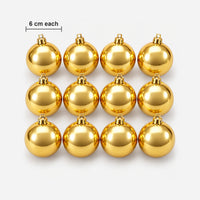 Gold Christmas balls size: 6 cm wide each, pack of 12