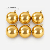 Gold Christmas balls size: 8 cm wide each, pack of 6