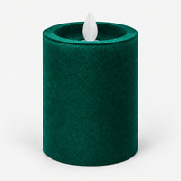 Green 10 cm LED pillar candle switched off