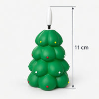 Green Christmas tree LED candle measuring 11cm tall