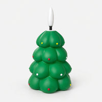 Green Christmas tree LED candle with colorful dots, switched off