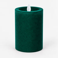Green 12.5 cm LED pillar candle switched off